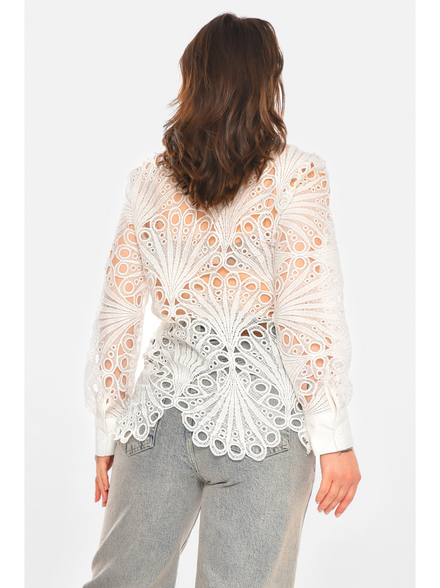 Рубашка женская однотонная белого цвета 212672C