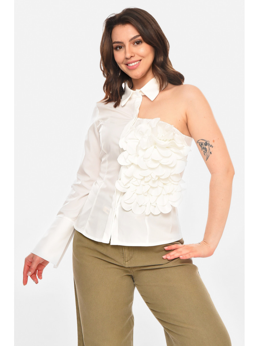 Сорочка жіноча однотонна білого кольору 212675C