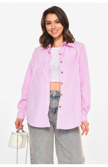 Рубашка женская сиреневого цвета с принтом 212678C