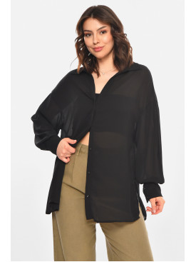 Сорочка жіноча однотонна чорного кольору 212680C