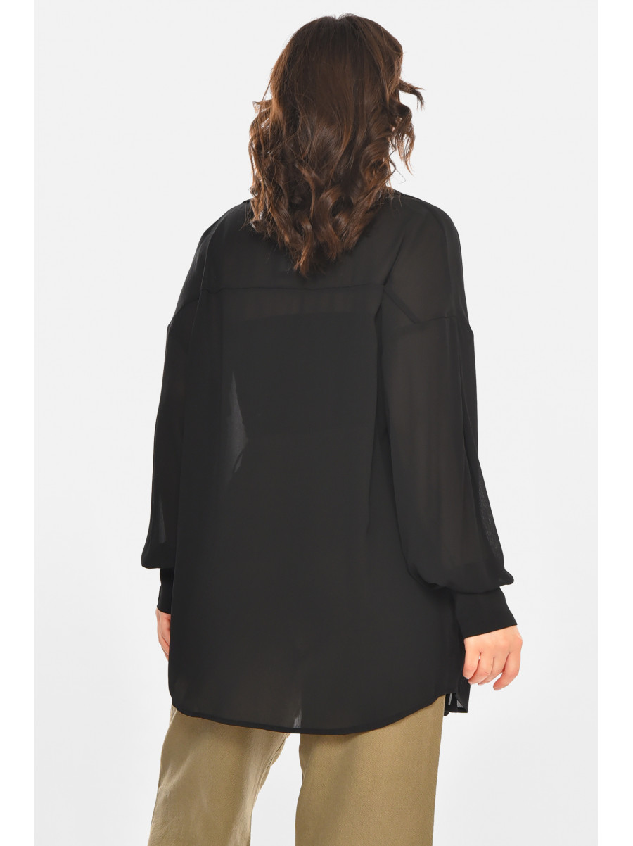 Сорочка жіноча однотонна чорного кольору 212680C