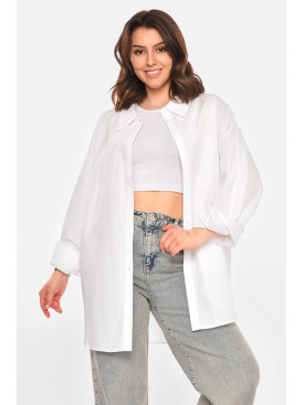 Рубашка женская однотонная белого цвета 212681C