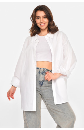 Рубашка женская однотонная белого цвета 212681C Рубашка женская однотонная белого цвета 212681C
