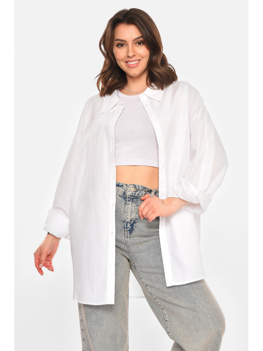Рубашка женская однотонная белого цвета 212681C