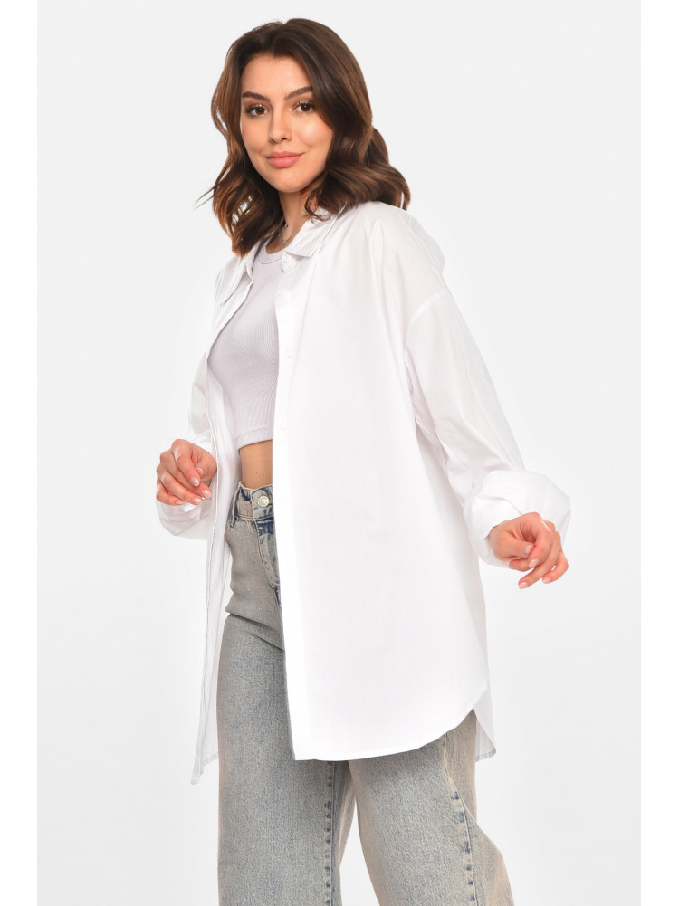 Рубашка женская однотонная белого цвета 212681C