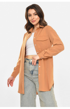 Рубашка женская однотонная светло-коричневого цвета 212683C Рубашка женская однотонная светло-коричневого цвета 212683C