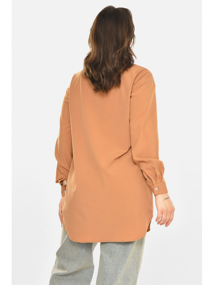 Рубашка женская однотонная светло-коричневого цвета 212683C