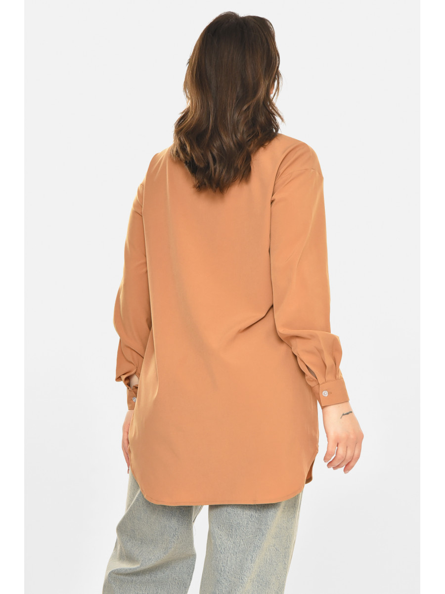 Рубашка женская однотонная светло-коричневого цвета 212683C