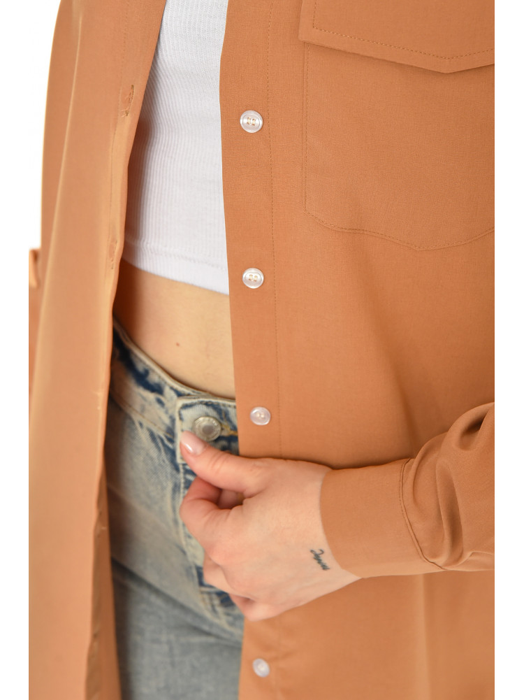 Рубашка женская однотонная светло-коричневого цвета 212683C