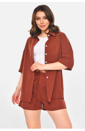 Костюм женский однотонный коричневого цвета 212690C Костюм женский однотонный коричневого цвета 212690C