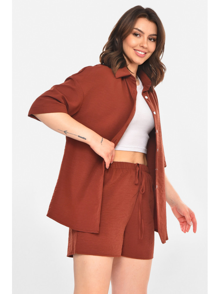 Костюм женский однотонный коричневого цвета 212690C