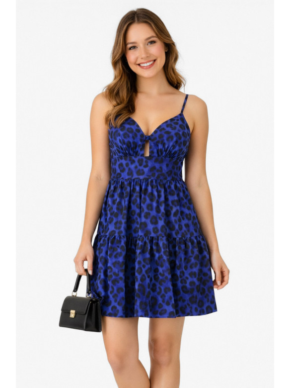 Сарафан женский с леопардовым принтом синего цвета 212691C