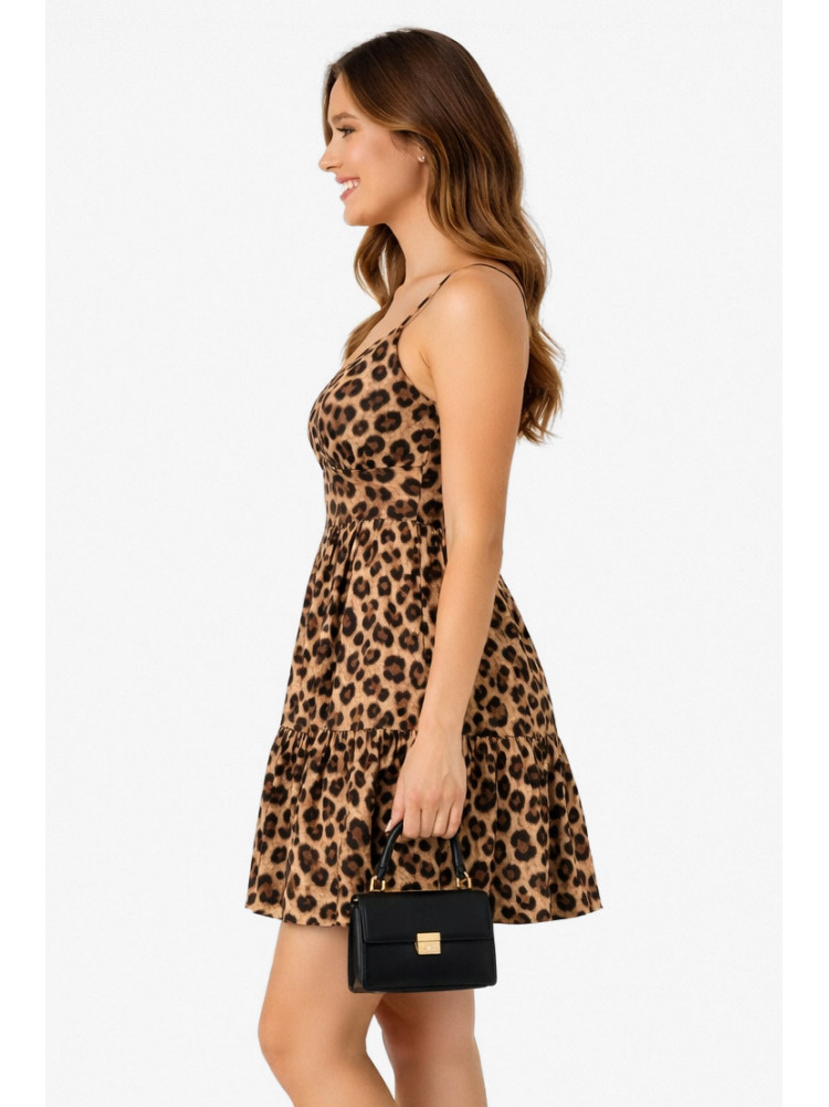 Сарафан женский с леопардовым принтом бежевого цвета 212693C