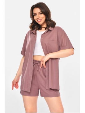 Костюм женский однотонный коричневого цвета 212696C