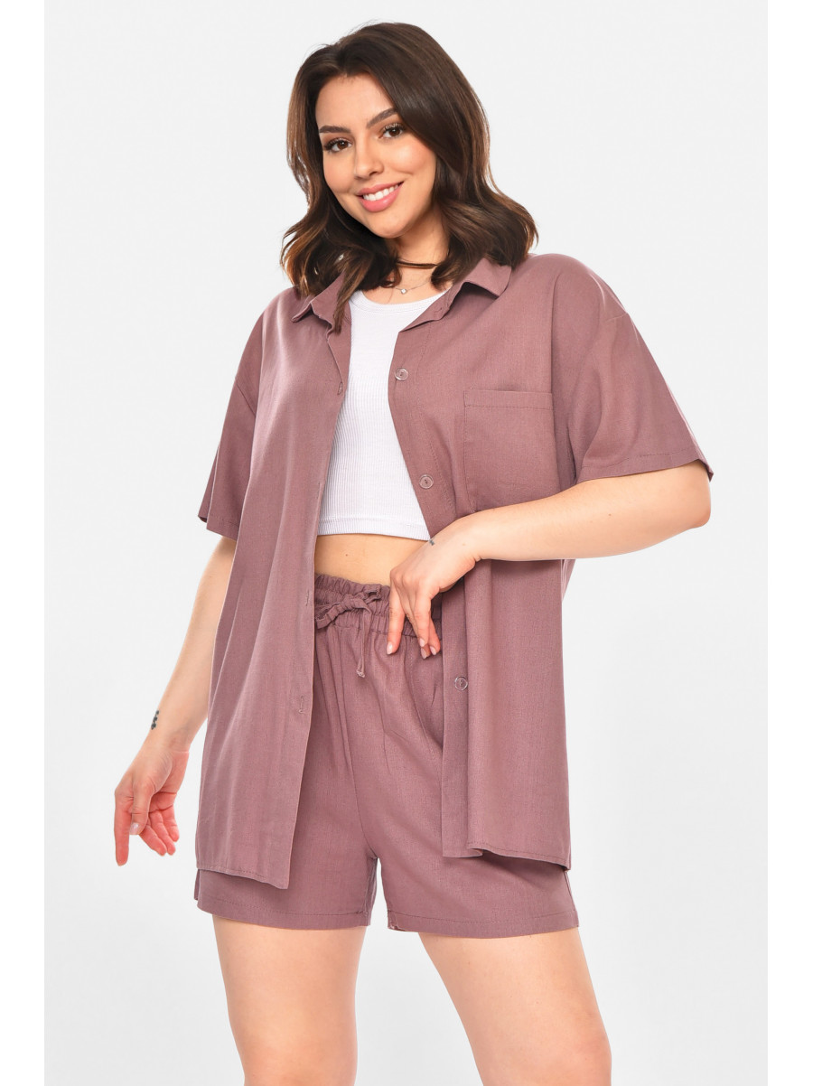 Костюм женский однотонный коричневого цвета 212696C