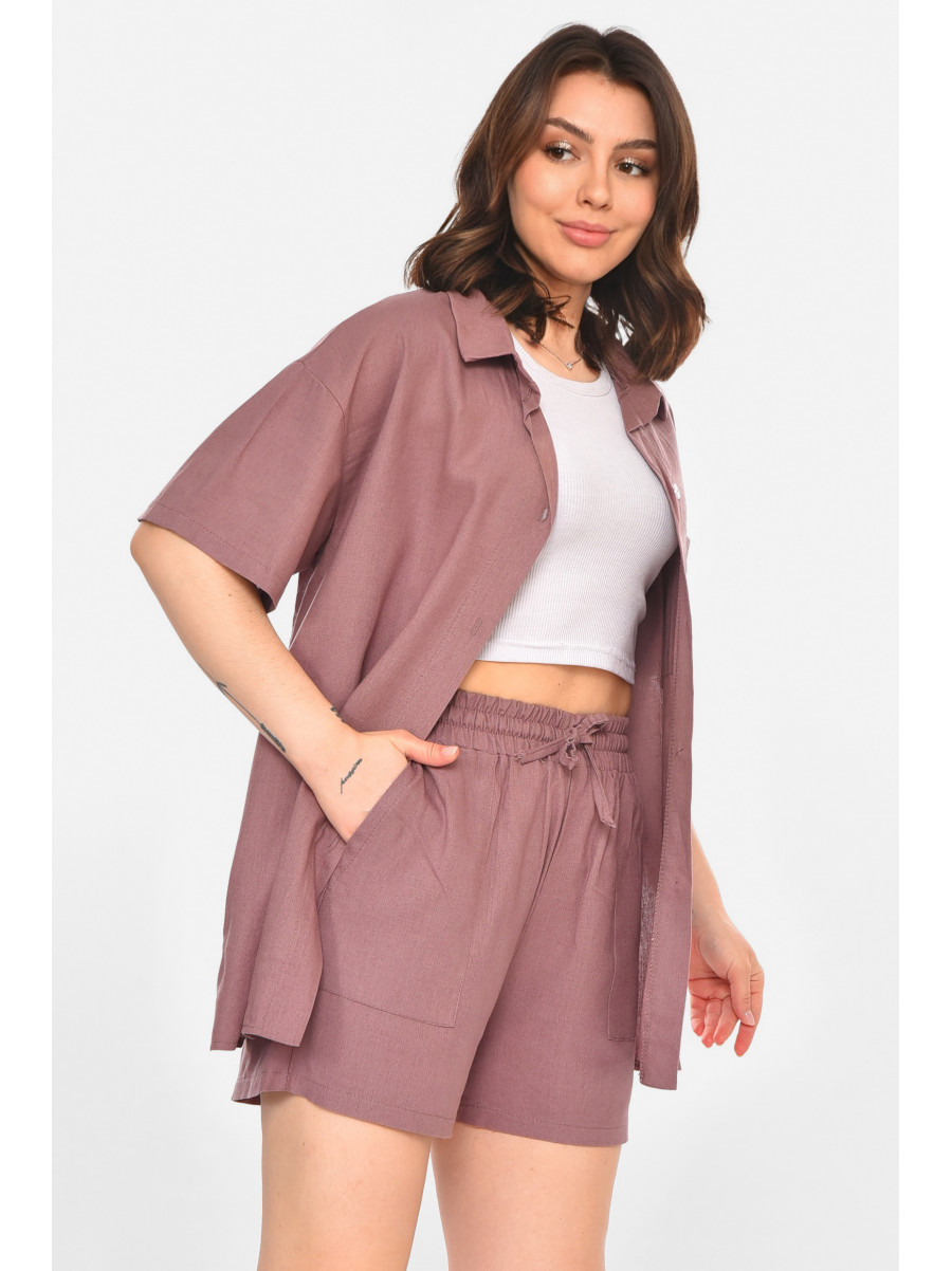 Костюм женский однотонный коричневого цвета 212696C