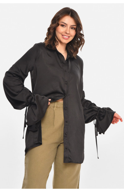Рубашка женская однотонная черного цвета 212699C