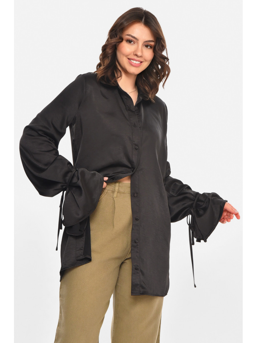 Рубашка женская однотонная черного цвета 212699C