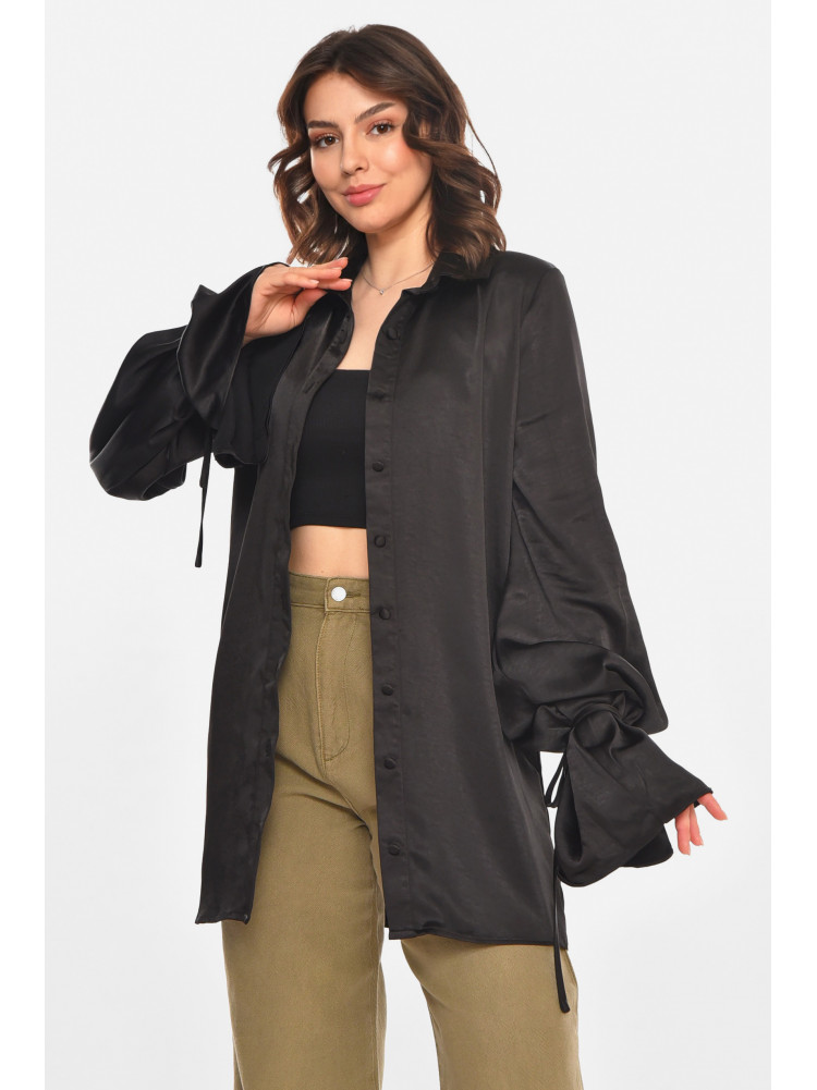 Рубашка женская однотонная черного цвета 212699C