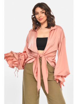 Сорочка жіноча однотонна пудрового кольору 212700C