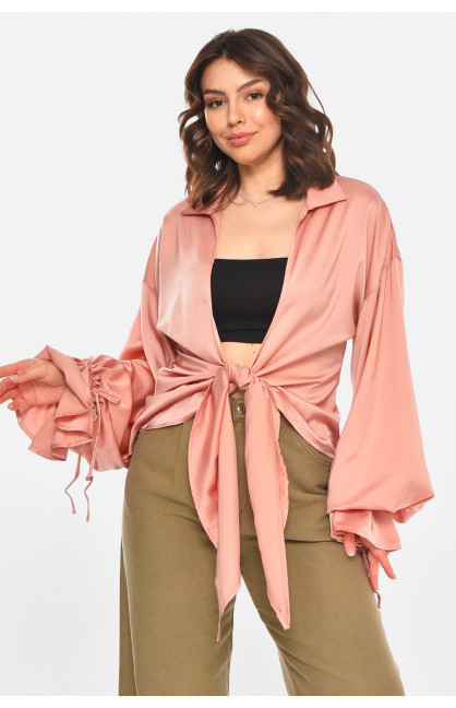 Рубашка женская однотонная пудрового цвета 212700C