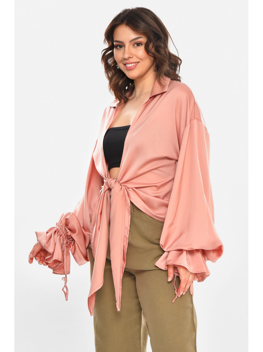 Рубашка женская однотонная пудрового цвета 212700C