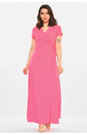 Платье женское на запах розового цвета в горошек 212701C Платье женское на запах розового цвета в горошек 212701C
