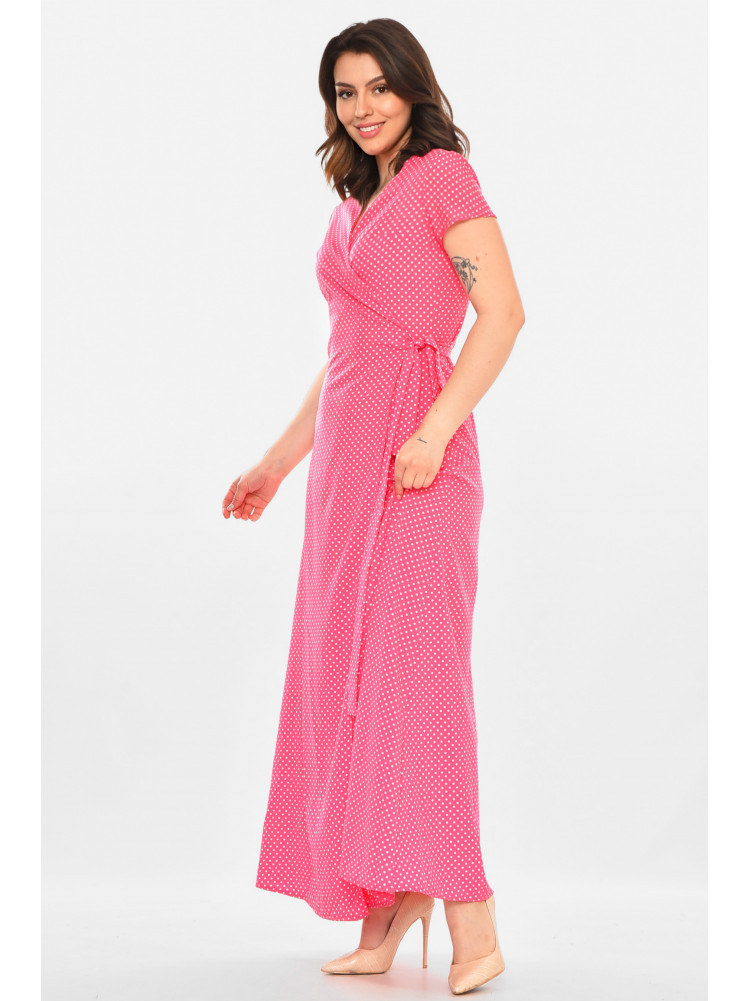 Платье женское на запах  розового цвета в горошек 212701C