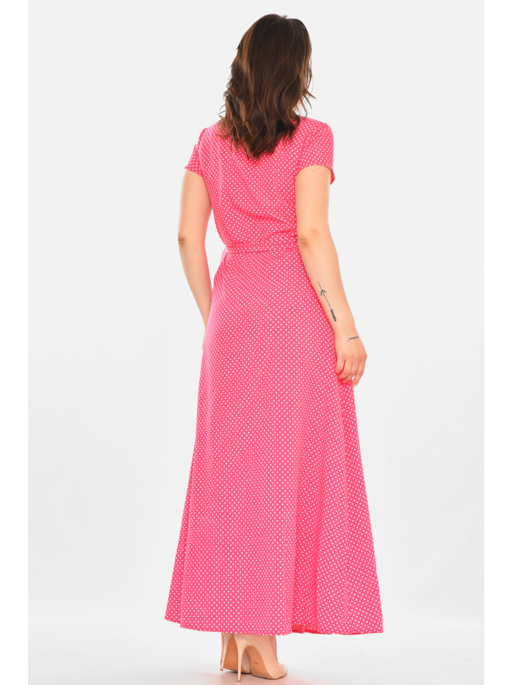 Платье женское на запах  розового цвета в горошек 212701C