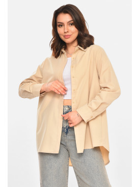 Рубашка женская однотонная бежевого цвета 212702C