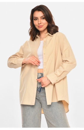 Рубашка женская однотонная бежевого цвета 212702C Рубашка женская однотонная бежевого цвета 212702C