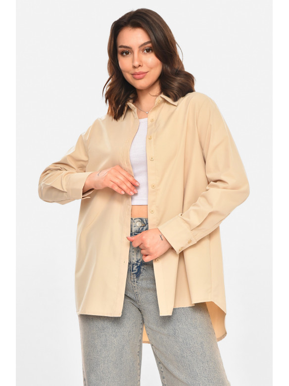 Рубашка женская однотонная бежевого цвета 212702C