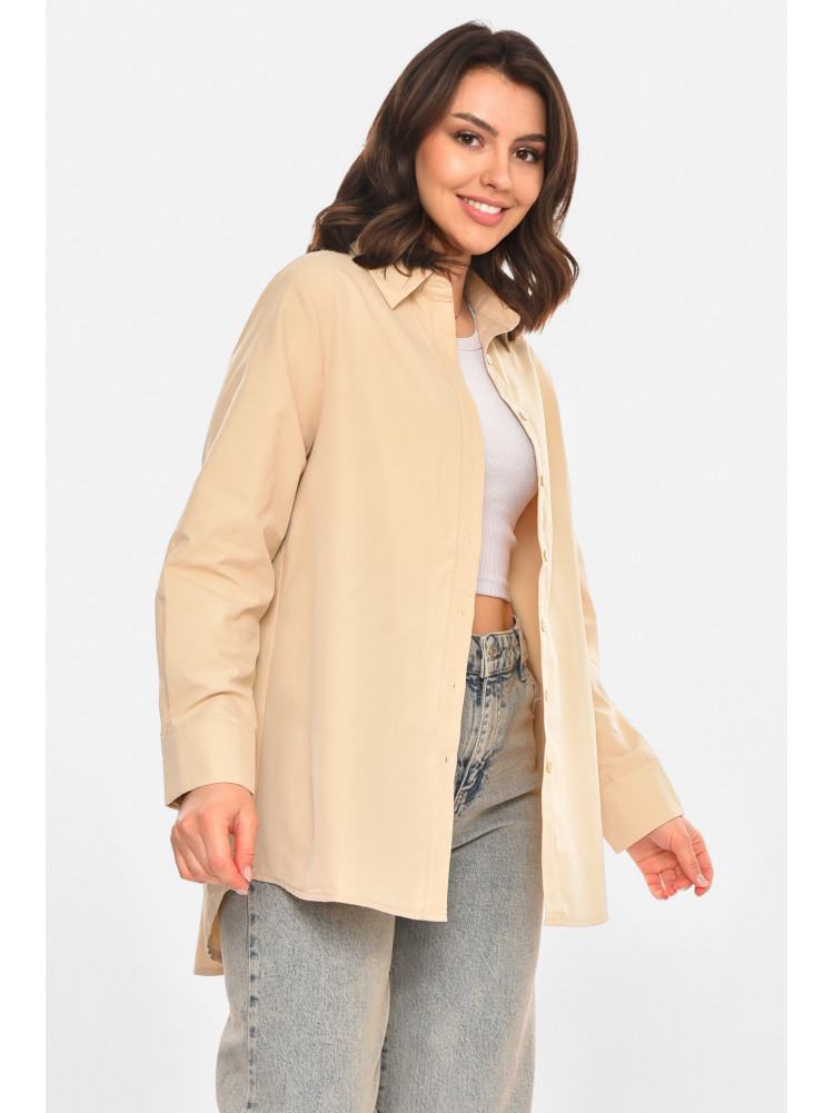 Рубашка женская однотонная бежевого цвета 212702C