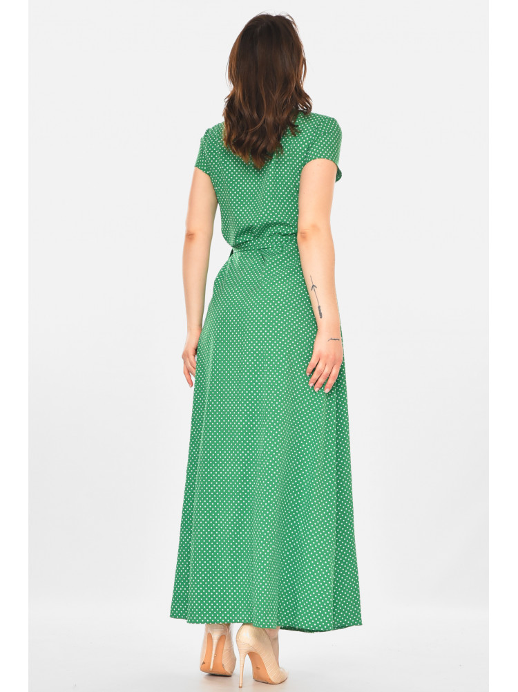 Платье женское на запах зеленого цвета в горошек 212703C