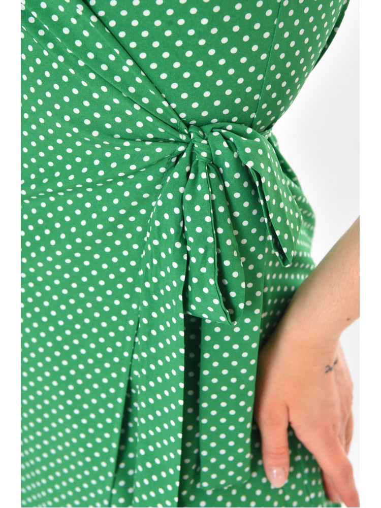 Платье женское на запах зеленого цвета в горошек 212703C