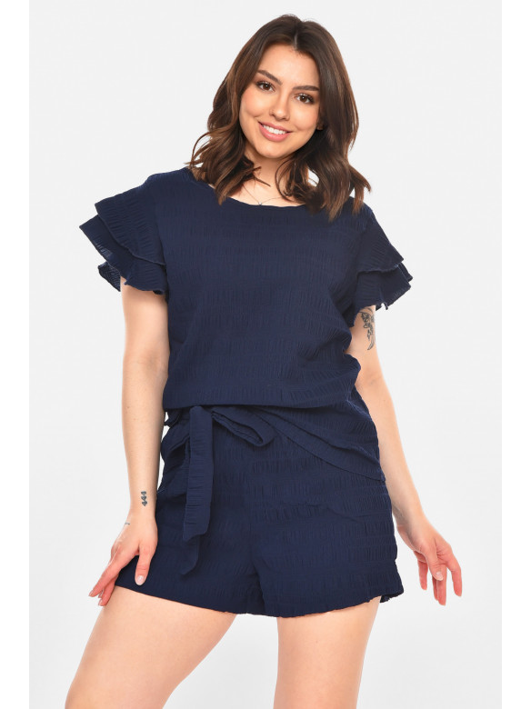 Костюм женский однотонный тёмно-синего цвета 212705C