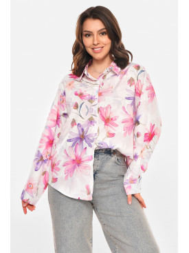 Рубашка женская белого цвета с принтом 212708C