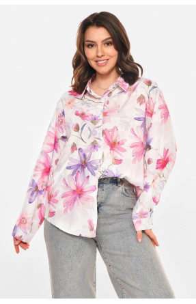 Рубашка женская белого цвета с принтом 212708C Рубашка женская белого цвета с принтом 212708C