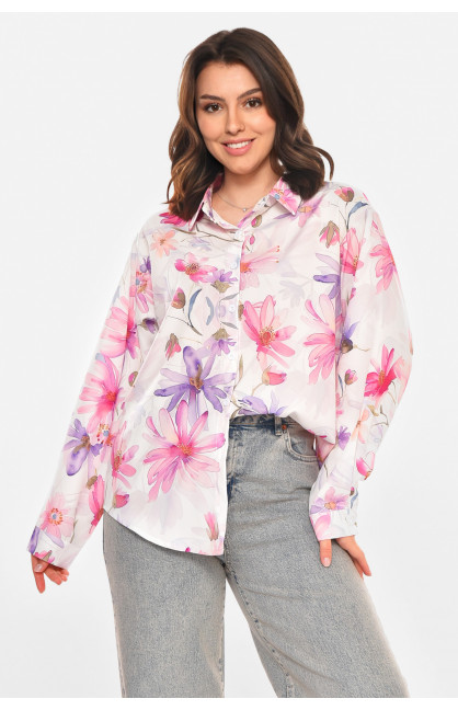 Рубашка женская белого цвета с принтом 212708C