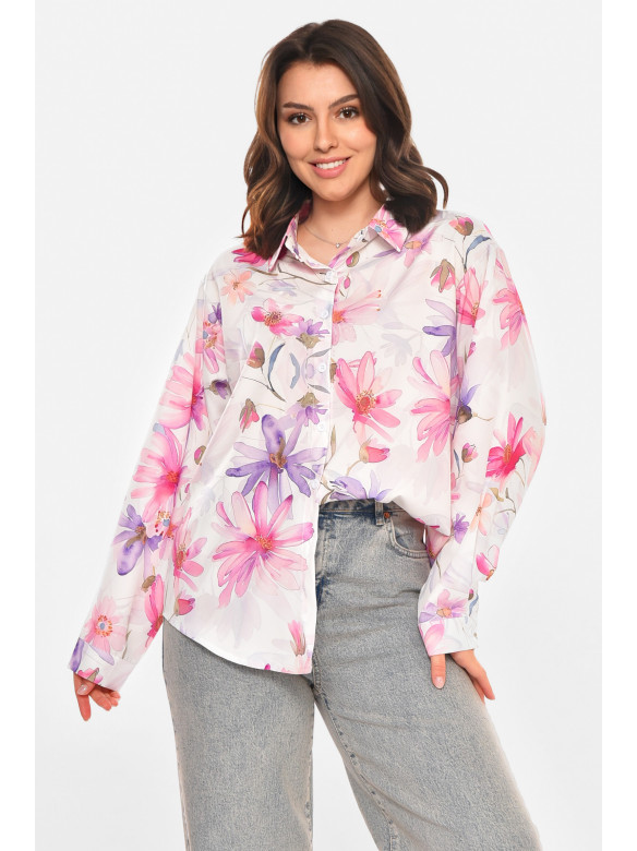 Рубашка женская белого цвета с принтом 212708C