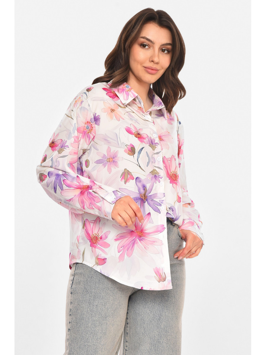 Рубашка женская белого цвета с принтом 212708C
