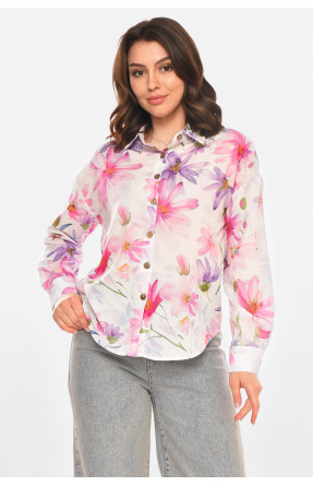 Рубашка женская белого цвета с принтом 212711C Рубашка женская белого цвета с принтом 212711C