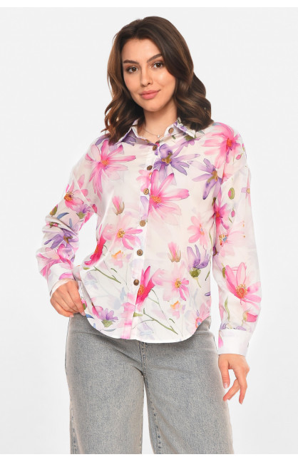 Рубашка женская белого цвета с принтом 212711C