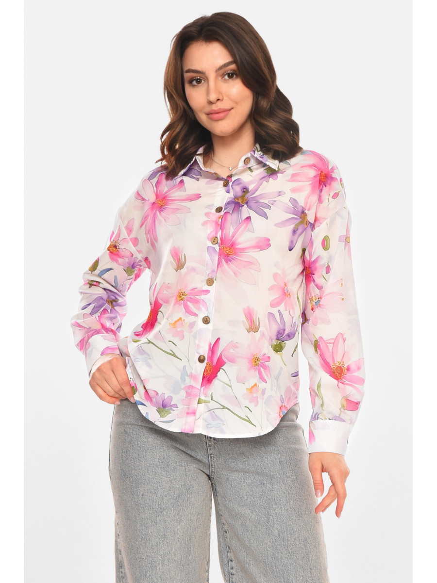 Рубашка женская белого цвета с принтом 212711C