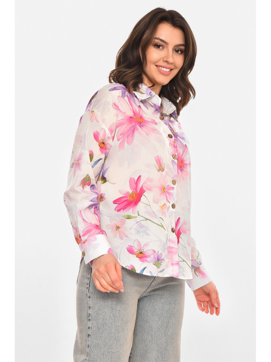 Рубашка женская белого цвета с принтом 212711C