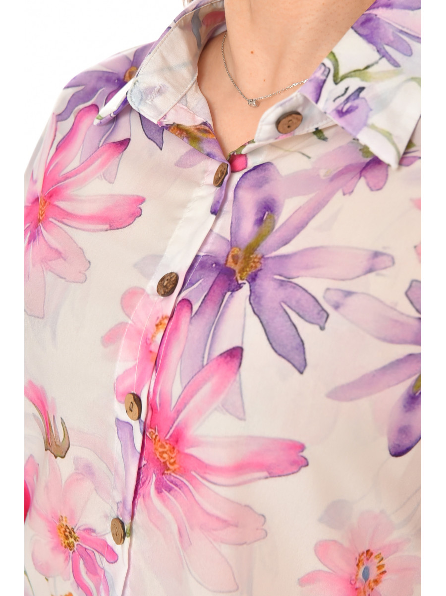 Рубашка женская белого цвета с принтом 212711C