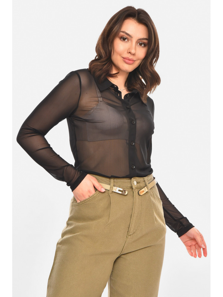 Рубашка женская однотонная черного цвета 212712C