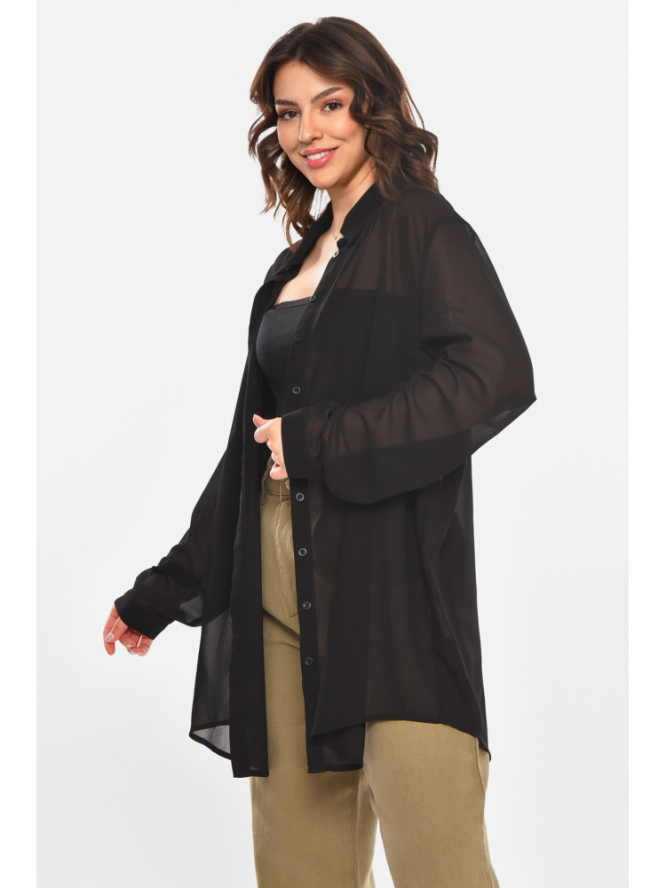 Рубашка женская однотонная черного цвета 212713C