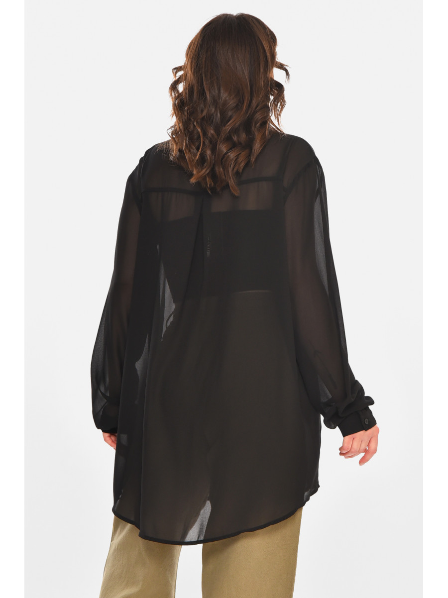 Рубашка женская однотонная черного цвета 212713C