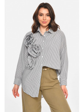 Рубашка женская серого цвета с принтом 212714C